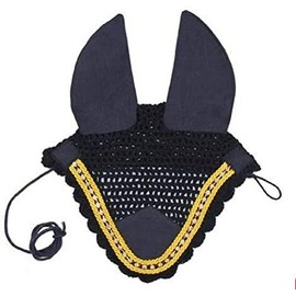 Paris Tack Crochet Horse Fly Veil Ear Bonnet with Crystals