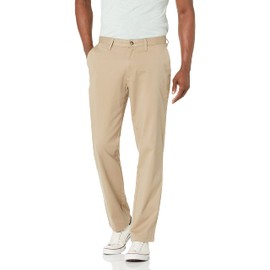 Nautica Men's Classic Fit Flat Front Stretch Solid Chino Deck Pant, True Khaki, 33W 30L
