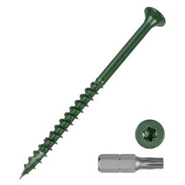 METALLIXITY Deck Screws (#9x3) 100Pcs, Carbon Steel Wood Screw Decking Screws with T25 Torx Drive Head - for Wood Fence, Table, Chairs, Green