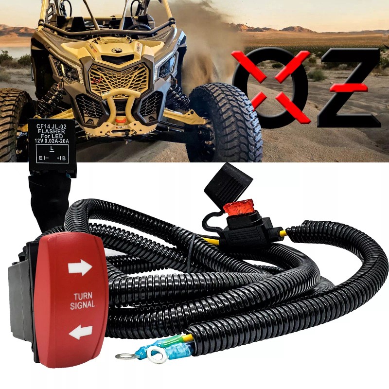 OZ-USA Turn Signal On/Off/On Red Rocker Switch Power Block Wire