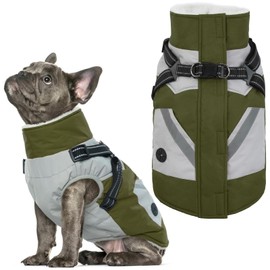 IECOii Dog Jackets for Medium Dogs Waterproof -Green,Medium- Dog Coats for Dogs with Harness,Waterproof Dog Sweaters for Medium Dogs Boys Girls,Dog Clothes Schnauzer Pug Jack Russel Boston Terrier