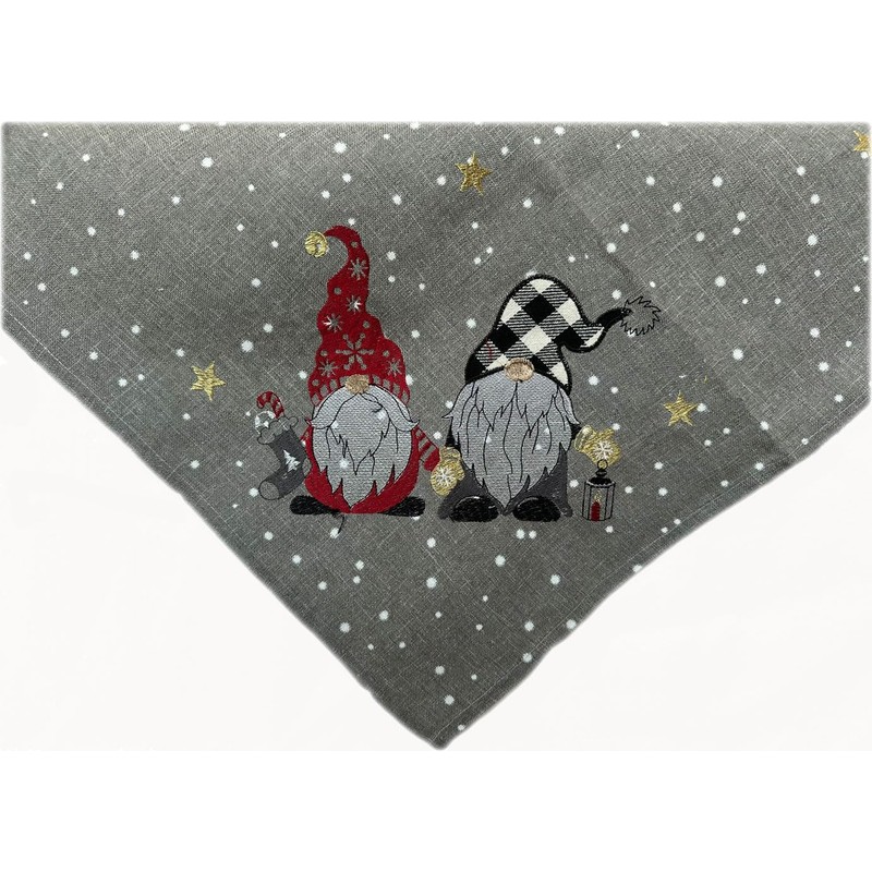 texpot Tablecloth 85 x 85 cm Light Grey Embroidery Gnome