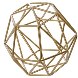 MyGift 3D Art Geometric Abstract Sculpture, Gold Tone Metal Wire Orb Decorative Ball, 6.4 Inch Home Decor Accents