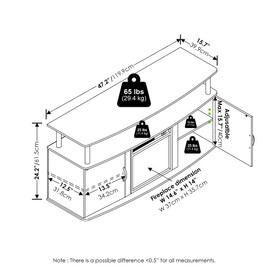 Furinno Jensen Living Room Fireplace TV Entertainment Center with Doors Storage Cabinet for TV up to 55 Inch, Americano/Black