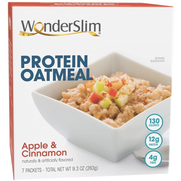 WonderSlim Protein Oatmeal, Apple 'n Cinnamon, 130 Calories, 12g Protein, 4g Fiber (7ct)