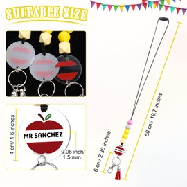 Bucherry 30 Pcs Teacher Beaded Lanyard Bulk with ID Holder Beaded Lanyards Holders with Name Badges Holder with 1 Marker for First Day School First Day of School Teacher Gift Employee Coworker Gift