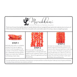 Marubhumi 5 Pcs of 4.5 Feet Long Strands Artificial Marigold Flowers Garland for Diwali Decor, Traditional Indian Decor, Marigold Garland for Decoration, Diwali Decorations for Home, Christmas Decor