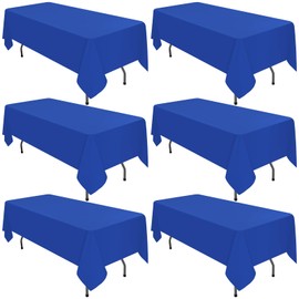 6 Pack Royal Blue Tablecloths for 6ft Rectangle Tables 60 x 102 Inch - Polyester Table Cover Stain and Wrinkle Resistant Washable Fabric Table Clothes for Wedding Party Banquet Reception Restaurant
