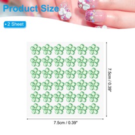 PATIKIL Flower Self-Adhesive Rhinestone Stickers, 2 Sheet/72 Pcs Face Gems Jewel Stickers Crystal Embellishment Sheet for Crafting Nail Decor Makeup DIY, Green