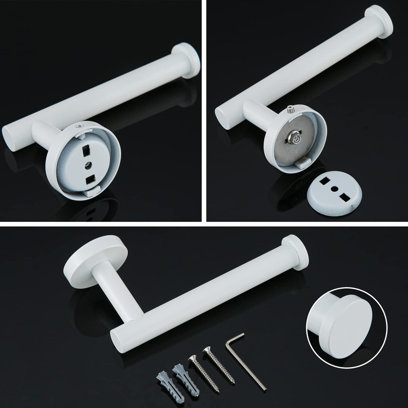 SEABEFORE White Toilet Roll Holder Bathroom Toilet Paper Holder Wall-Mounted