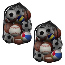 APOMOONS Extra Large Ball Net, 2 Large Football Ball Bag Ball Net for 12-15 Balls, Large Bag Ball Bag with Drawstring and Shoulder Strap, Ball Net for Football, Basketball, Football, Volleyball, Rugby