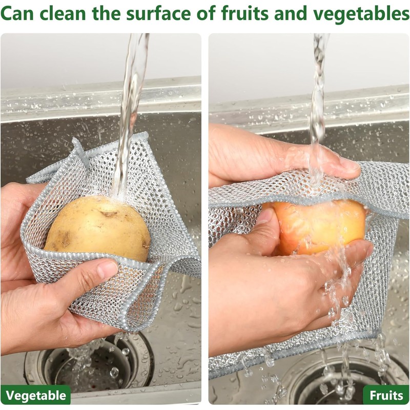 12PCS Double-Layer Wire Dishcloth, Non-Scratch Wire Dishwashing Rags, Multipurpose Wire