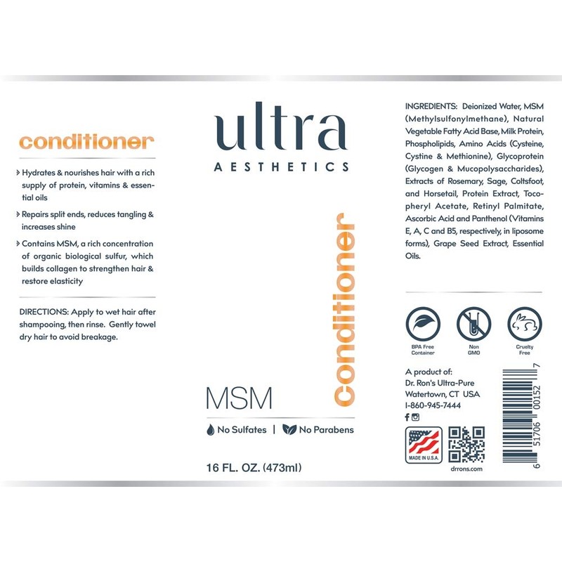 Ultra Aesthetics MSM Conditioner 16 oz