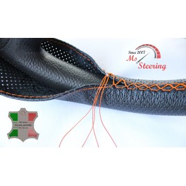 Shades of Tuning Ltd FITS MAN TGX 00-20 BLACK PERF LEATHER STEERING WHEEL COVER  ORANGE STITCH