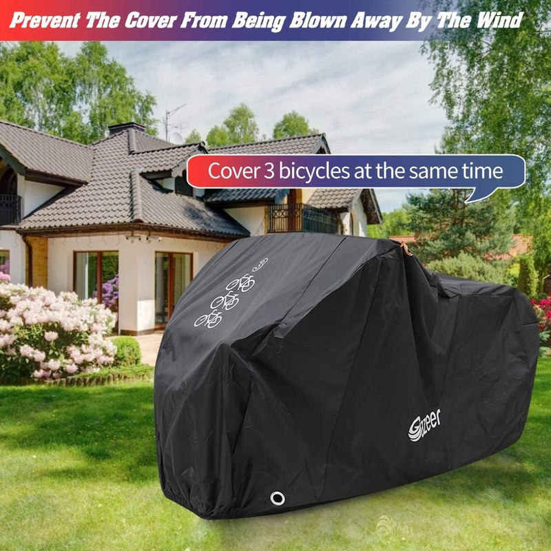 Gazeer 自転車カバー ロック穴付き 反射安全ループ 2台または3台用 最大29インチ アウトドア収納 防水 紫外線防止 高耐久リップストップ素材