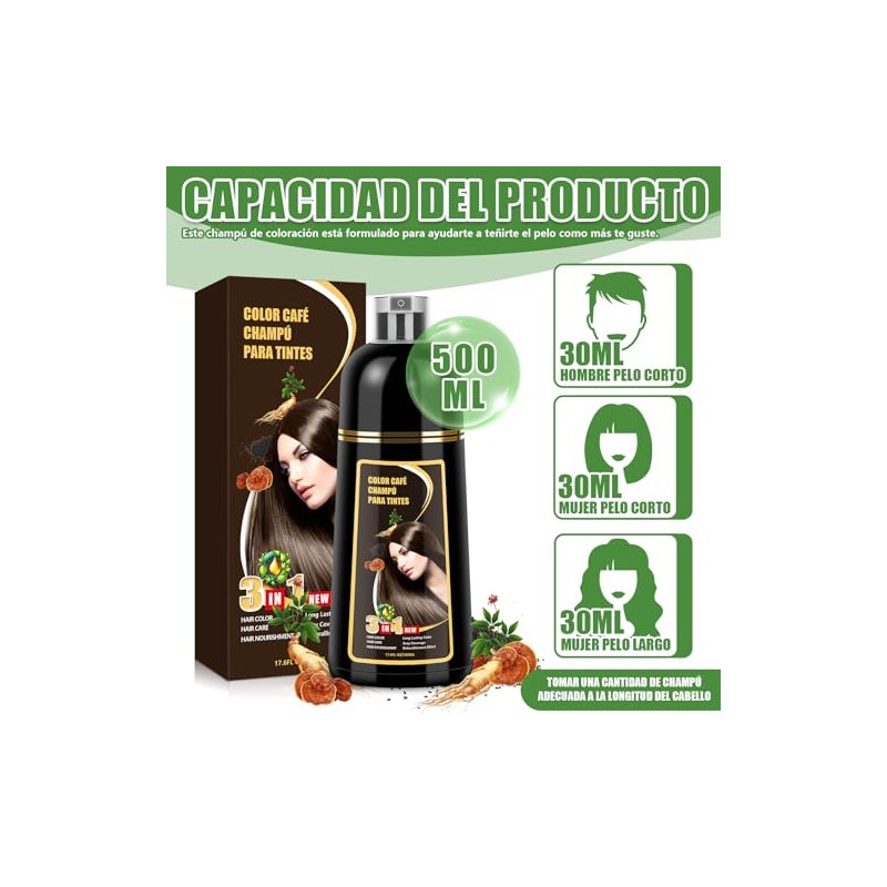 Shampoo para Canas, Hair Dye Shampoo 3 en 1 de