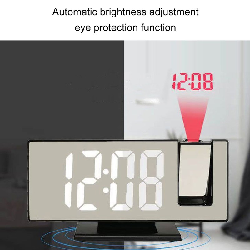 Digital Alarm Clock 180° Rotatable Projection 4 Level Brightness LED