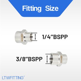 LTWFITTING Stainless Steel 316 BSP Pipe Fitting 3/8-Inch x 1/4-Inch Female BSPP Reducing Coupling Boat Air Fuel (Pack of 5)