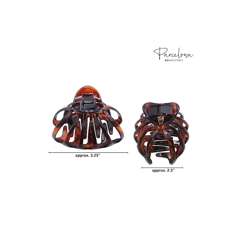 Parcelona French Octopus Large Wide Celluloid Acetate Tortoise Flat Teeth