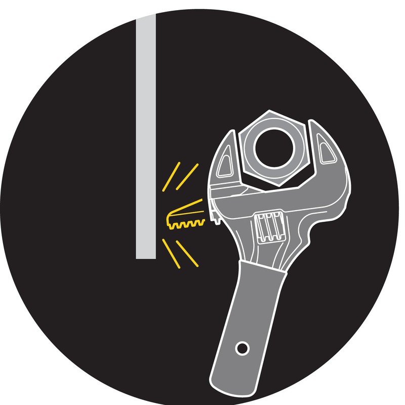 Thin Lightweight Wide Monkey Wrench, Short Eco Wide, Opening Dimensions