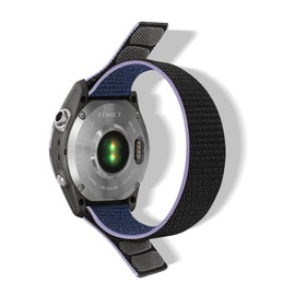 RoYiio Nylon Strap for Garmin Enduro 3 Band Fenix 8 47mm 51mm /Epix Series/Quatix Series/Marq Series, Comfortable Breathable, Adjustable Replacement Bands QuickFit 26mm - Midnight Blue