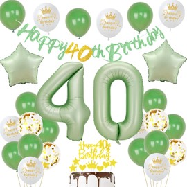 Balloons 40th birthday man woman decoration green set, balloons 40th birthday decoration men women green, giant foil balloons 40th birthday decoration man woman, 40th birthday decoration man woman