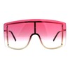 Extra Oversized Shield Robotic Futuristic Gradient Lens Sunglasses Gold Pink