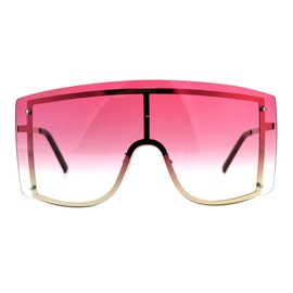 Extra Oversized Shield Robotic Futuristic Gradient Lens Sunglasses Gold Pink