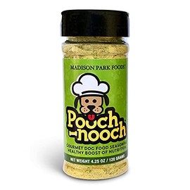 Pooch-Nooch Natural Topper Flavor Enhancer 4 Picky Eaters Best Digestive Health Supplement All Dogs Vet Approved Human Grade Nutritional Yeast Flakes Herbs Spices, Made USA, 4.5 Ounces, 60 Servings