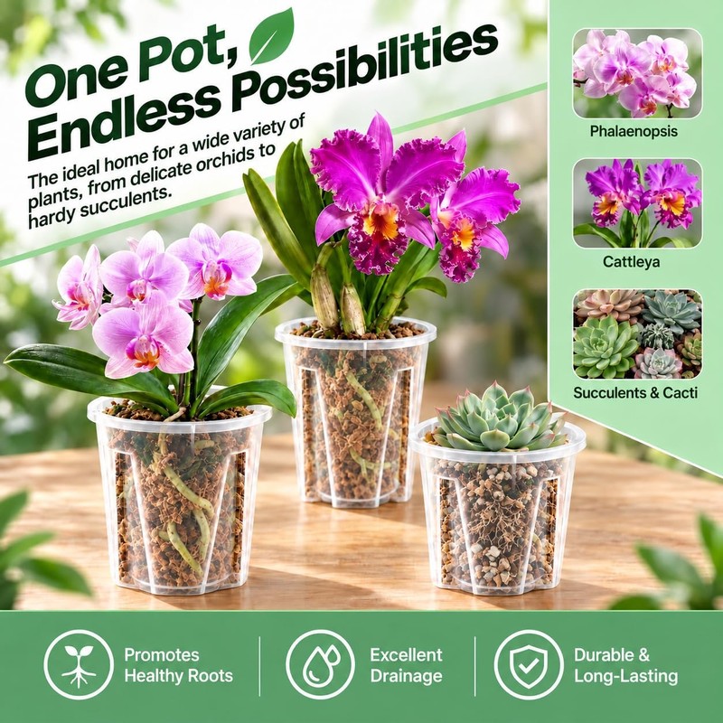 Clear Orchid Pots, 4 inch, 10-Pack