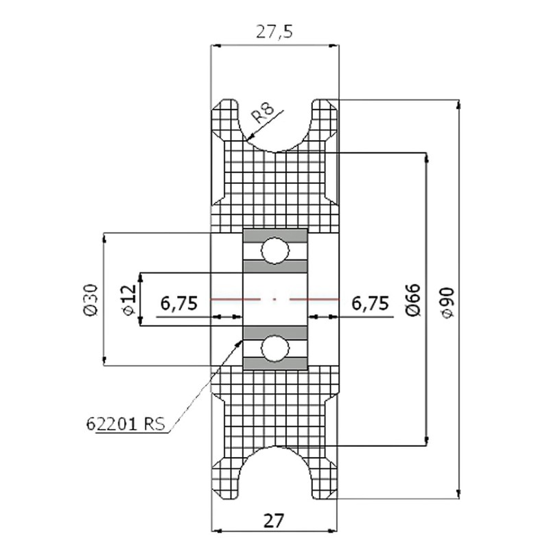ZAB Profile Plastic Reel with Ball Bearings for Rope Polyamide