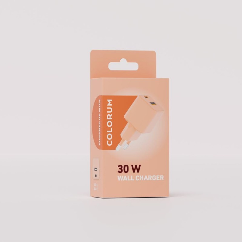 FOREVER Colorum Charger USB-A USB-C 30 W Peach Fluff -