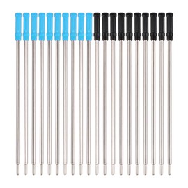 20 Capped Ballpoint Pen Refills, Blue Ink Refills, Metal Refills, Rotating Ballpoint Pen Refills, Refills, Smooth Refills, Student Stationery Accessories