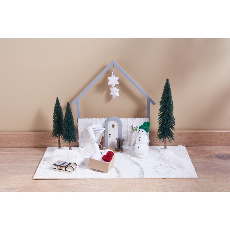 VBS LED Christmas Tree Decoration Miniature Winter Landscape Christmas Changing