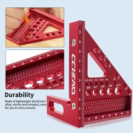 3D Carpenter Square with Degrees Scriber, 22.5-90 Degree Drawing Line Ruler with Pin, Precision Square for Woodworking, Construction, Craftsmen and DIY (Metric)