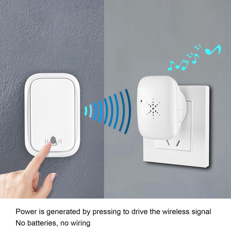 Battery Free Wireless Doorbell Remote Control 150m Range 38 Melodies