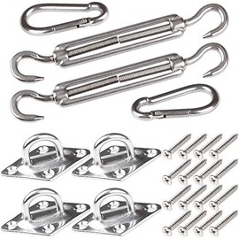 Yision 8 Piece Heavy Duty Sun Shade Sail Fixing Kit for Garden Triangle and Square, Rectangle - 304 Stainless Steel Sun Shade Sail Fixing Hardware Accessories Kit