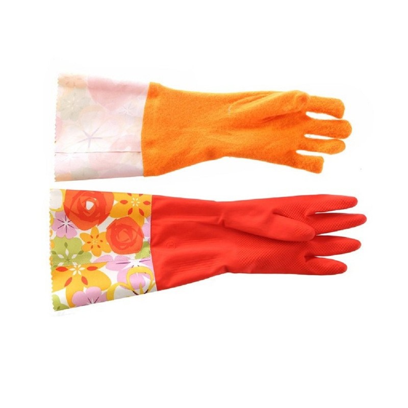Treenewbid Kitchen Rubber Cleaning Gloves with Warm Lining Household Thickening