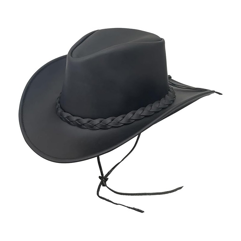 Pamposh Cowboy Hat Women Men Real Leather Western Style Wide