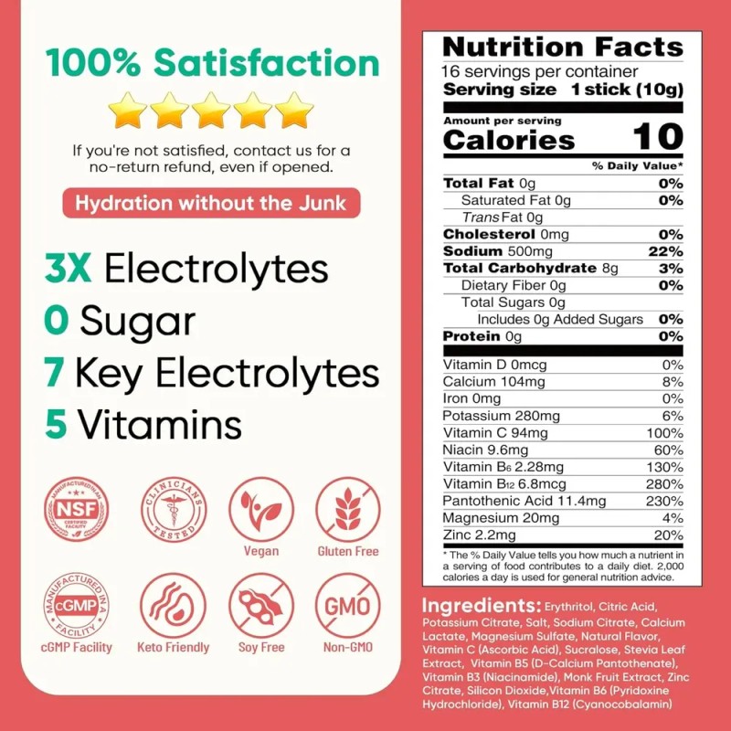 Venture Pal Electrolitos En Polvo Sugar Free 16 Sobres Keto