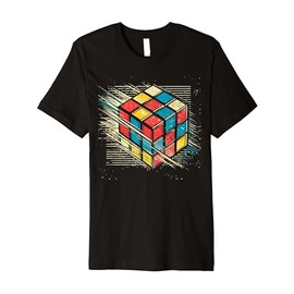 Vintage Puzzle Cube Geometric Speedcuber 80's Boys Cool Math Premium T-Shirt