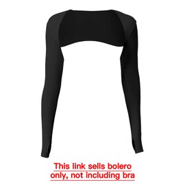 YEOREO Women Crop Top Long Sleeve Bolero Open Front Workout Cropped Shirts Sports Shrug Black L