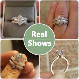 Newshe Wedding Rings for Women Solitaire Engagement Ring Band Set Sterling Silver 1.8Ct Cz Size 9