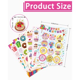ZEXIJOW Selbstklebende Aufkleber Geburtstag,Aufkleber für Gästebuch,Fotoalbum & Geschenke - Party-Deko für Erwachsene & Kinder - Set mit 125 Motiven auf 6 Bögen DIN-A5 (Party Bunt)