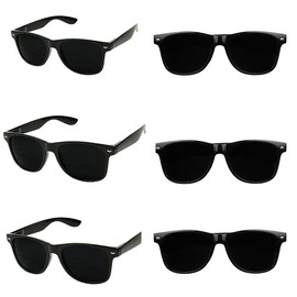 ShadyVEU 6 Pack Extremely Super Dark Classic 80's Shades Migraine Sensitive Eyes Round Sunglasses