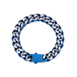 YAMI Bracelets for Men, Cuban Link Titanium Steel Bracelet Mens Jewelry Cool Stuff for Men, Gifts for Boyfriend/Husband on Anniversary/Birthday, 7.5 Inch Blue