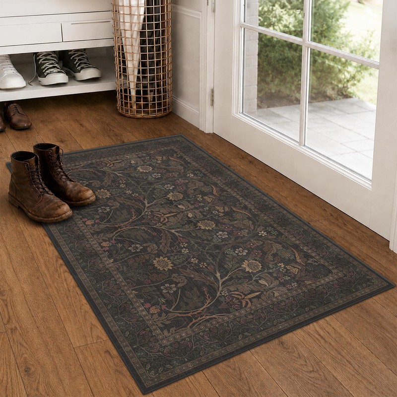 Dark Brown 2x3 Washable Entry Rug, Throw Small Rugs for
