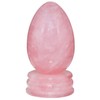 KYEYGWO Polished Rose Quartz Crystal Egg with Stone Stand, Oval