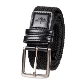 Dockers Men's 1 3/8 in. Stretch Fabric Braided Belt, Black, Large (38-40)