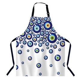 BGBDEIA Blue Evil Eye Apron for Women Men, Adjustable Apron Cooking Kitchen Chef Apron for Home Kitchen, Baking Gardening BBQ, Coffee House, Restaurant
